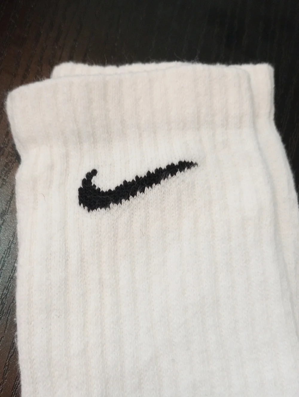 Nike White Crew Athletic Mid-calf Socks with Black Swoosh